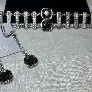 Elegant Silver and Black Jewelry Set
